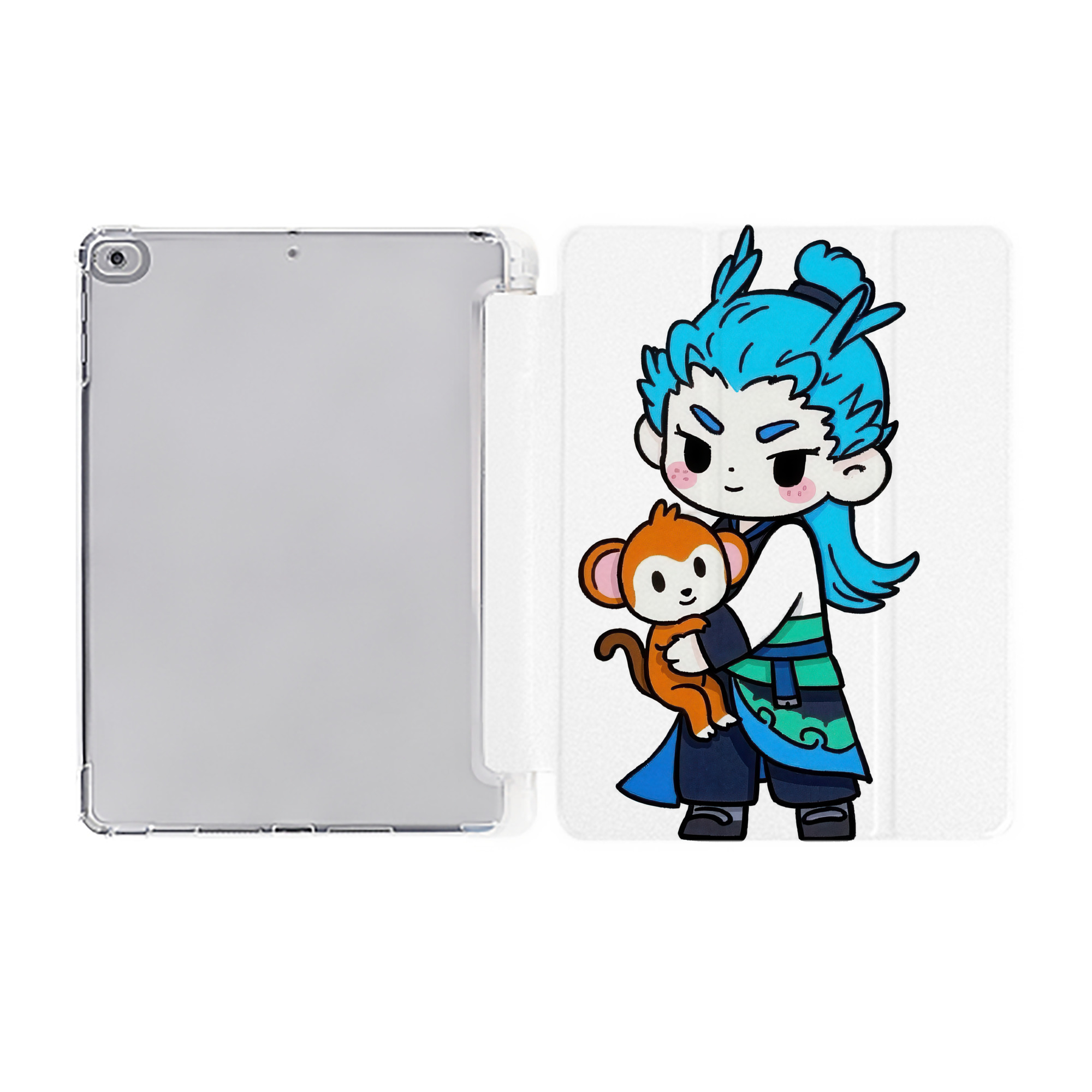 （画像用） Ne Zha 2 ナタ 魔童の大暴れ IPad ケース ペン収納付き 三つ折りスタンド PUレザー×シリコン 対応機種9.5/10.5/10.9インチ